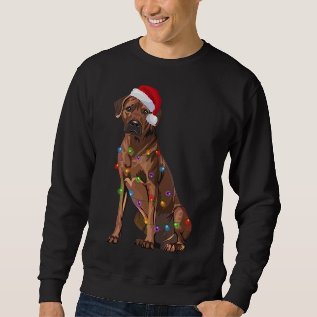Rhodesian Ridgeback Weihnachtsbeleuchtung Xmas Hun Sweatshirt (Vorderseite)