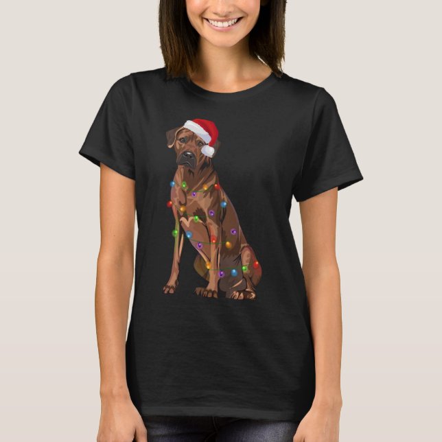 Rhodesian Ridgeback Weihnachtsbeleuchtung Xmas Hun T-Shirt (Vorderseite)