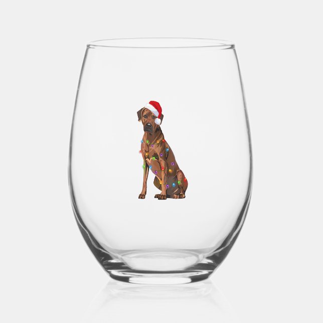 Rhodesian Ridgeback Weihnachtsbeleuchtung Xmas Hun Weinglas Ohne Stiel (Vorderseite)