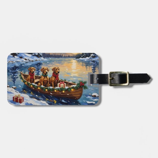 Rhodesian Ridgeback Weihnachtsboot Urlaub Gepäckanhänger (Vorderseite horizontal)