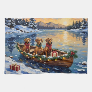 Rhodesian Ridgeback Weihnachtsboot Urlaub Geschirrtuch