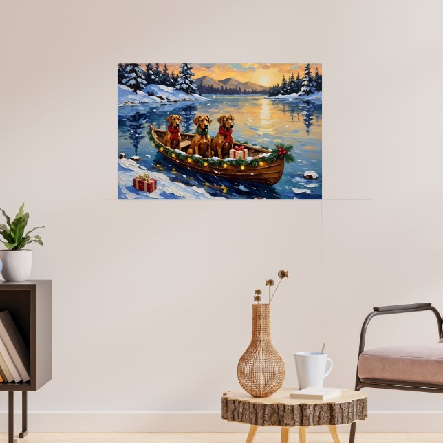 Rhodesian Ridgeback Weihnachtsboot Urlaub Poster (Wohnzimmer 3)