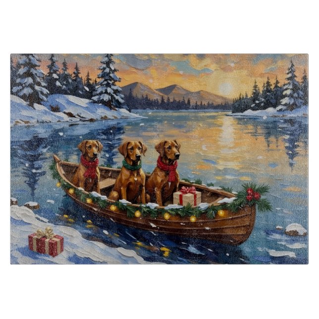 Rhodesian Ridgeback Weihnachtsboot Urlaub Schneidebrett (Vorderseite)