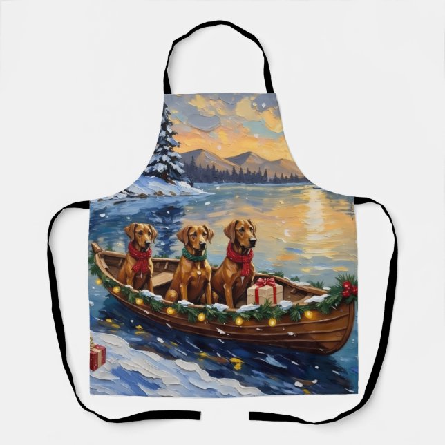 Rhodesian Ridgeback Weihnachtsboot Urlaub Schürze (Vorderseite)