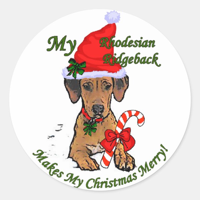 Rhodesian Ridgeback Weihnachtsgeschenke Runder Aufkleber (Vorderseite)