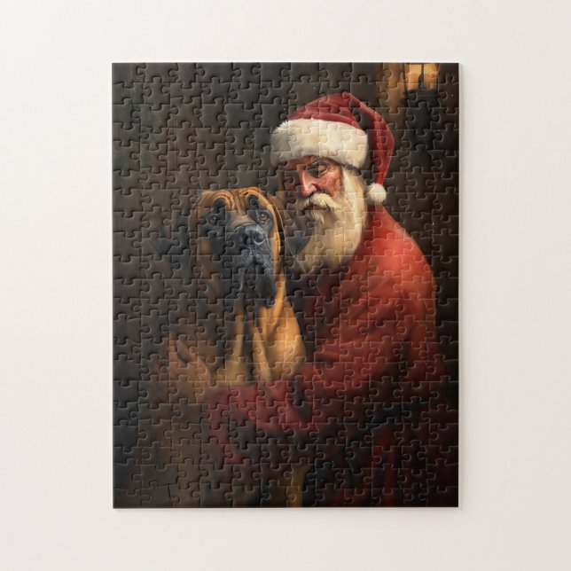 Rhodesian Ridgeback Weihnachtsmann Festive Weihnac Puzzle (Vertikal)