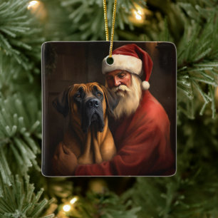 Rhodesian Ridgeback Weihnachtsmann Festliches Weih Keramikornament
