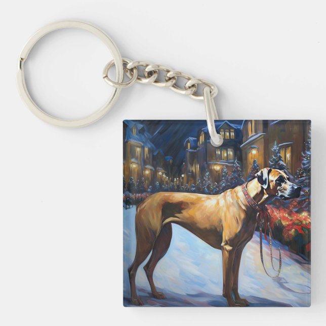 Rhodesian Ridgeback Weihnachtssaison Schlüsselanhänger (Vorderseite)