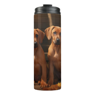 Rhodesian Ridgeback-Welpe Herbstfreude Kürbis Thermosbecher