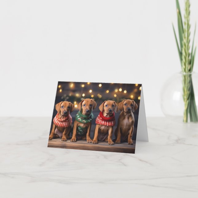 Rhodesian Ridgeback Welpen Weihnachtskarte Karte (Vorderseite)