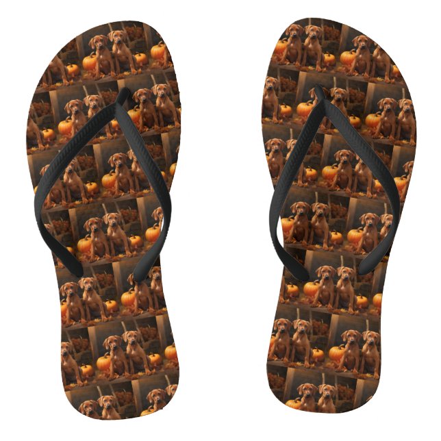 Rhodesian Ridgeback Welppy Autumn Delight Pumpkin Flip Flops (Fußbett)