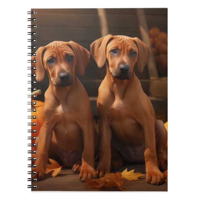 Rhodesian Ridgeback Welppy Autumn Delight Pumpkin Notizblock (Vorderseite)