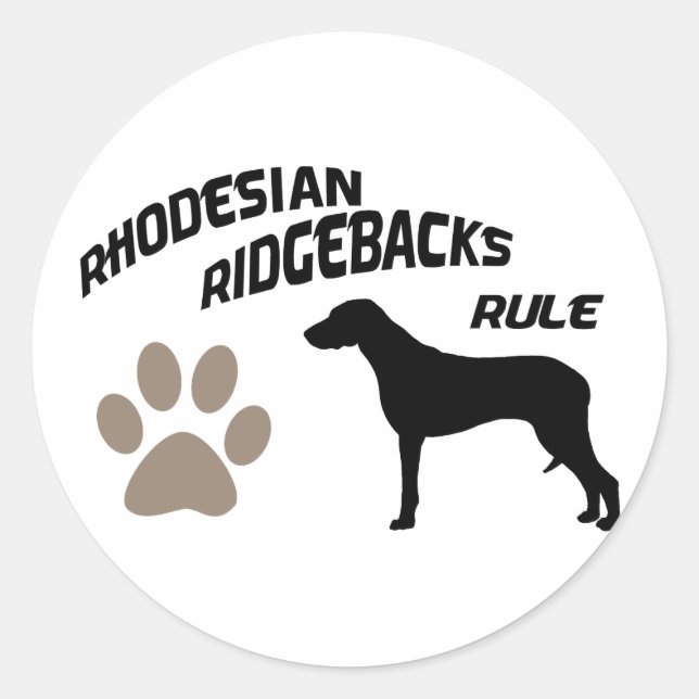 Rhodesian Ridgebacks Rule Runder Aufkleber (Vorderseite)