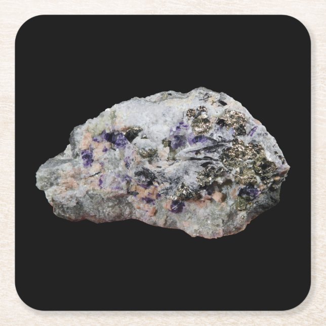 Rhodochrosite Pyrite Fluorit Tourmaline Untersetze Rechteckiger Pappuntersetzer (Vorderseite)