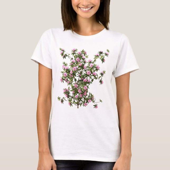 Rhododendron Botanische Blume T-Shirt (Vorderseite)