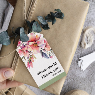 Rhododendron branch and flowers typography wedding geschenkanhänger