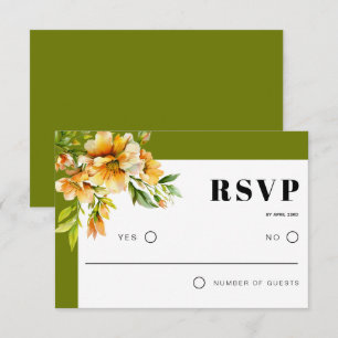 Rhododendron-Zweig, orange-gelbe Blumen Hochzeit RSVP Karte