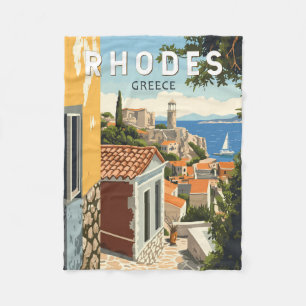 Rhodos Griechenland Altstadt Reise Kunst Vintage Fleecedecke