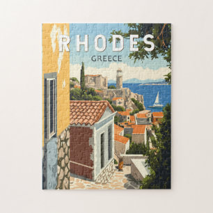 Rhodos Griechenland Altstadt Reise Kunst Vintage Puzzle