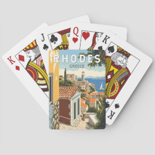 Rhodos Griechenland Altstadt Reise Kunst Vintage Spielkarten