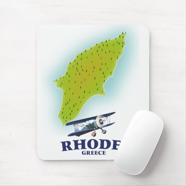Rhodos, Griechenland Insel Karte Reiseplakat. Mousepad (Mit Mouse)