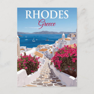 Rhodos Griechenland Kopfsteinpflaster Gasse Meerbl Postkarte