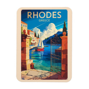 Rhodos Griechenland Reise Kunst Vintage Magnet