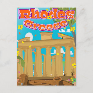 Rhodos Griechenland Reiseplakat. Postkarte
