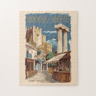 Rhodos Griechenland Ruinen Reise Kunst Vintage Puzzle