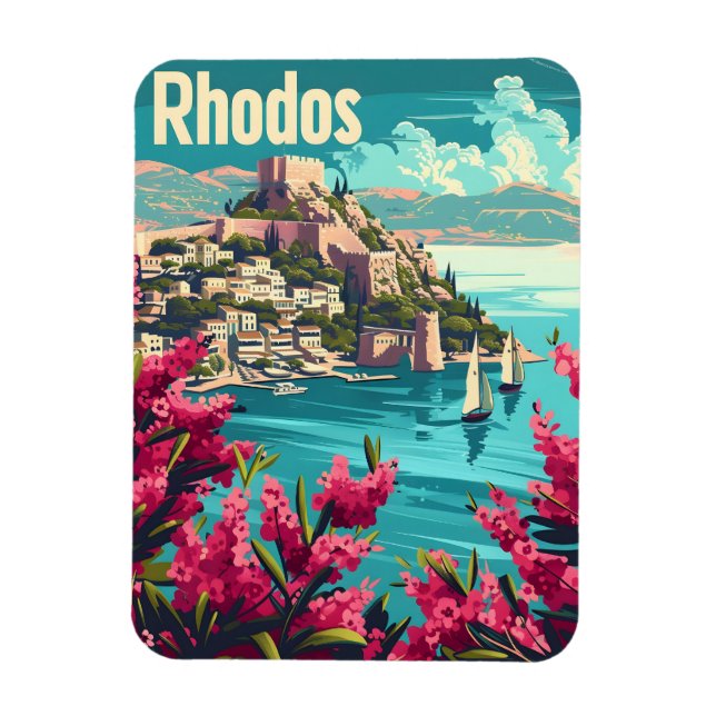 Rhodos Griechenland Vintag Magnet (Vertikal)
