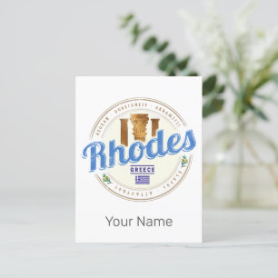 Rhodos Griechenland Vintage Insel Ägäis Souvenir Feiertagspostkarte