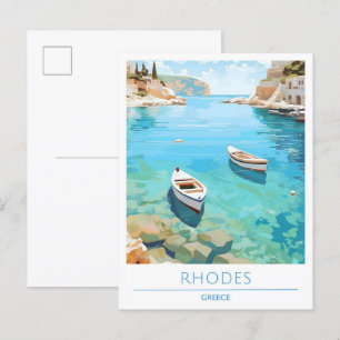 Rhodos Griechenland Vintage Reise Postkarte