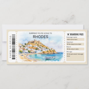 Rhodos-Reise-Boarding-Pass-Ticket Einladung