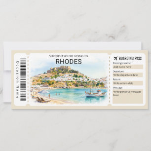 Rhodos-Reise-Boarding-Pass-Ticket Einladung