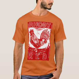 Rhody Red Rooster Original handgeschnitzt linocut  T-Shirt