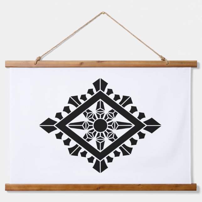 Rhombic Dharma chakra Wandteppich Mit Holzrahmen (Vorne)