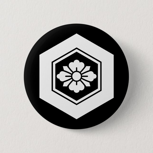 Rhombische Blume mit Schwertern in Tortoiseshell Button (Vorderseite)