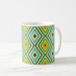 Rhombus Diamant Grün Blau Geometrisch  Kaffeetasse