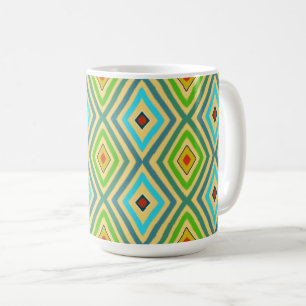 Rhombus Diamant Grün Blau Geometrisch Kaffeetasse