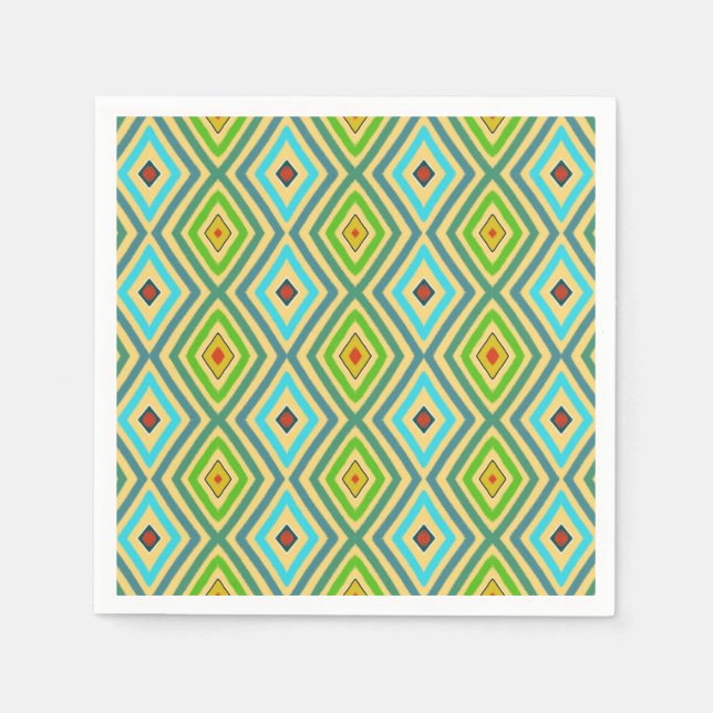 Rhombus Diamant Grün Blau Geometrisch  Serviette (Vorderseite)