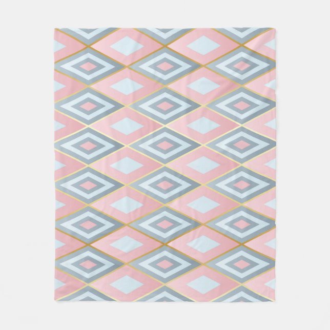 Rhombus-Formen geprüft, geometrisches Muster. Fleecedecke (Vorderseite)