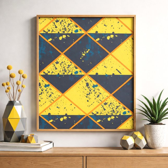 Rhombus Grid mit farbenfroher Paint-Spritzer Poster (Von Creator hochgeladen)