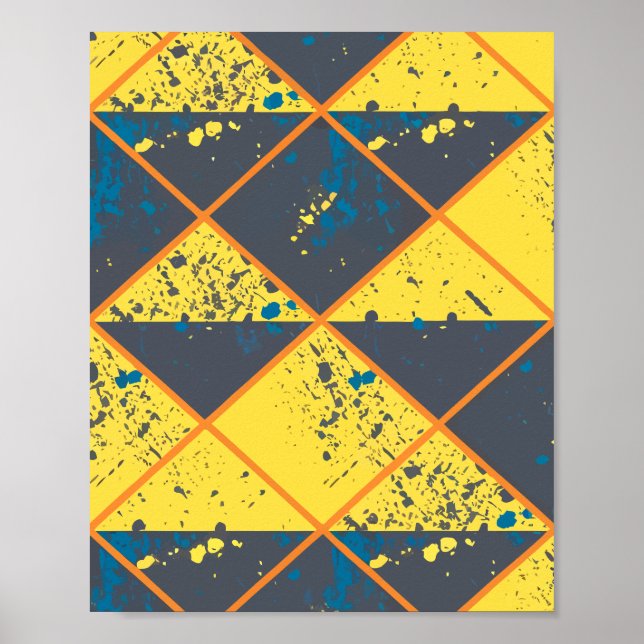 Rhombus Grid mit farbenfroher Paint-Spritzer Poster (Vorne)
