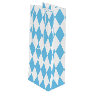 Rhombus-Muster für die blaue und weiße bayerische Geschenktüte Für Weinflaschen