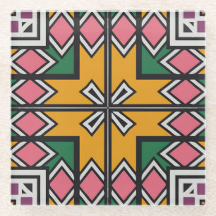 Rhombus-Quadrate und Kreuz Glasuntersetzer