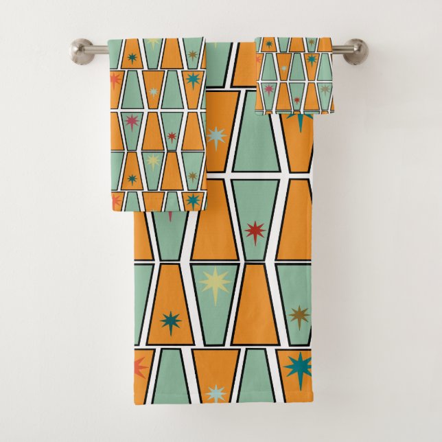 Rhombuses with Starbursts  Badhandtuch Set (Insitu)
