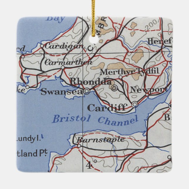 Rhondda Wales Vintage Karte Keramikornament (Rückseite)