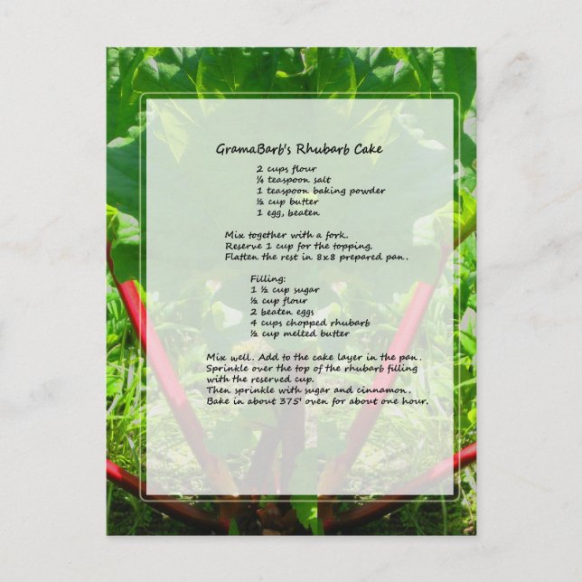 Rhubarb Cake Rezept Postkarte (Vorderseite)