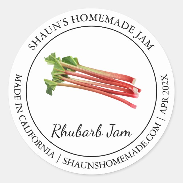 Rhubarb Jam Modern Label Runder Aufkleber (Vorderseite)