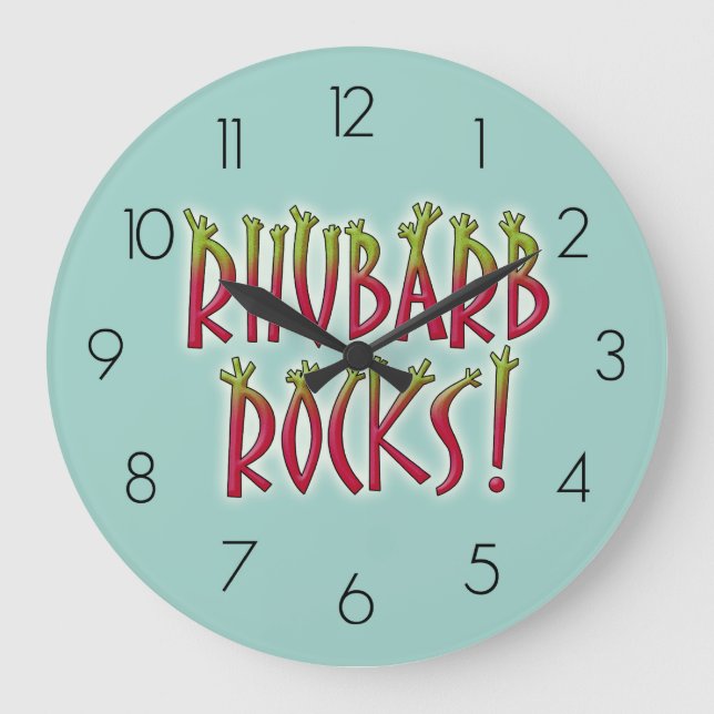 Rhubarb Rocks Große Wanduhr (Vorderseite)